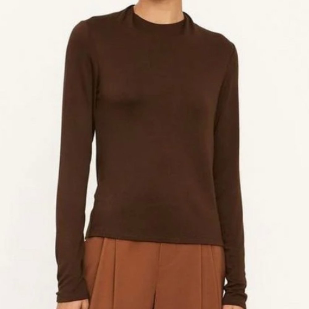 Vince Draped Neck Long Sleeve. Black Almond. Women's Large EUC